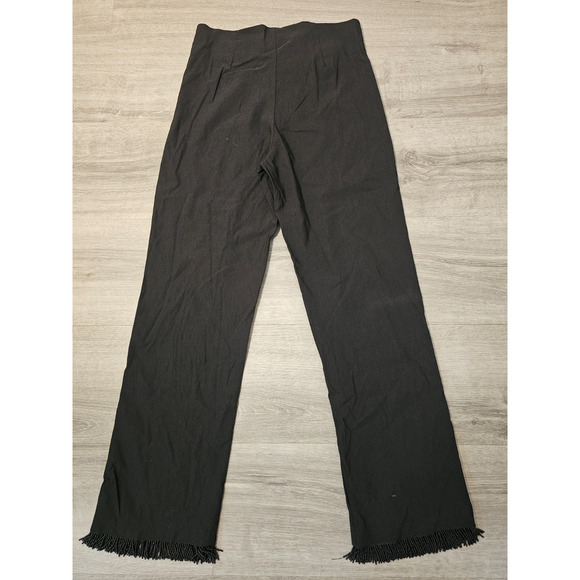 Vintage Cache Womens Black Pants Fringed Hem Sequins Boho Size S Zip Front - Picture 5 of 6